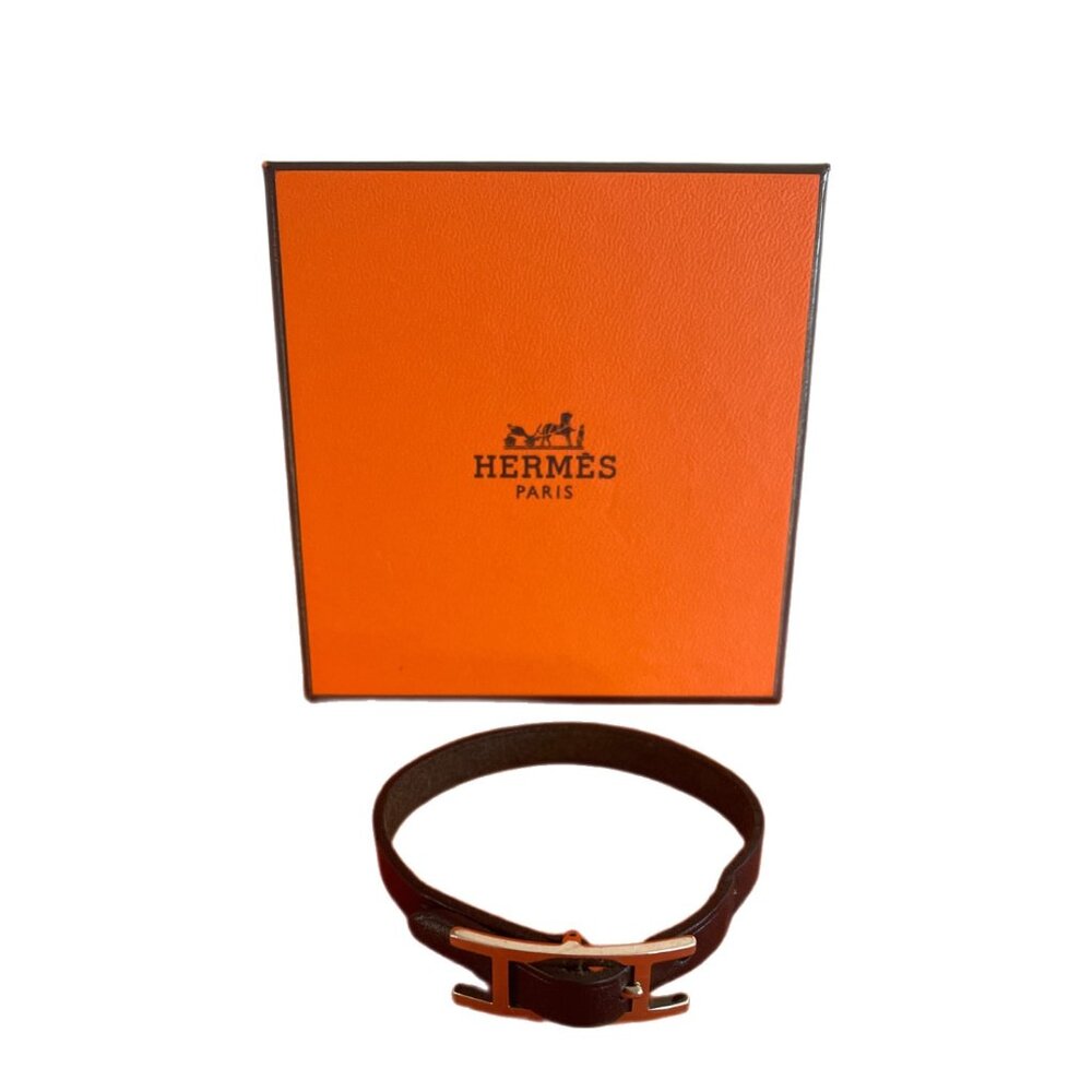 Hermes Mini Black Leather Bracelet
